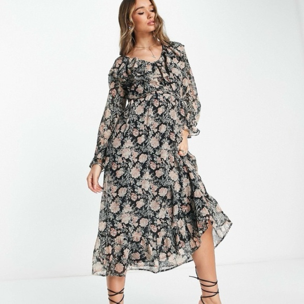 Mango Floral Long Sleeve Dress
